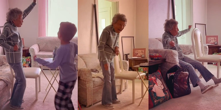 A sus 102 años mujer se une a clases virtuales de gimnasia de su bisnieto en EE.UU y se hace viral