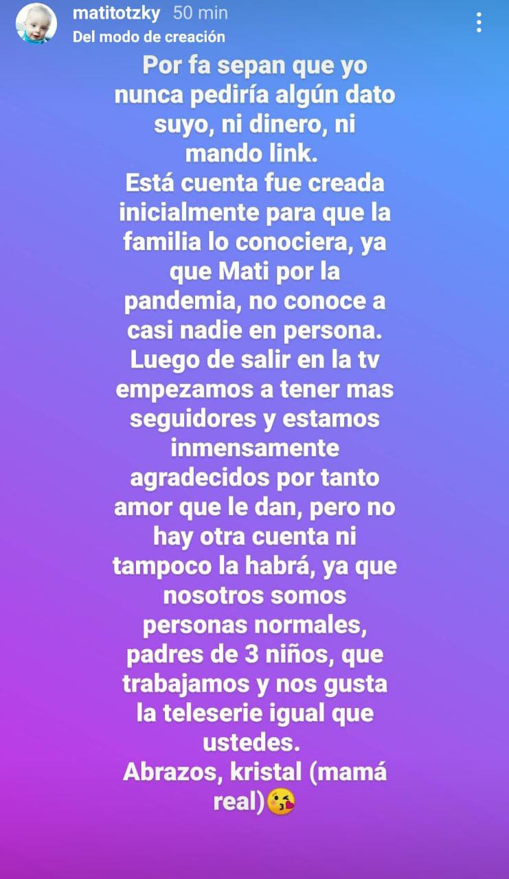 Captura | Instagram @matitotzky