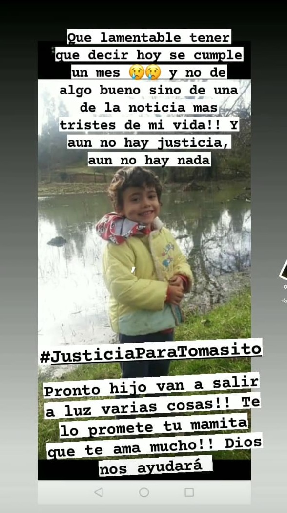 mensaje de mamá de Tomás Bravo a un mes de su hallazgo