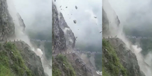 ‘Lluvia de rocas’ destrozó una carretera en India: impactante video se hizo viral