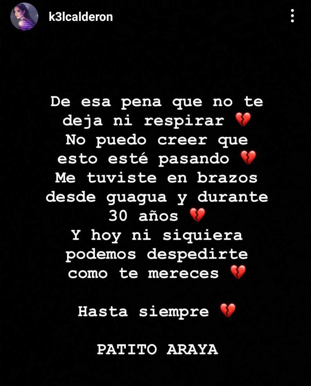 Mensaje Kel Calderón a Pato Araya