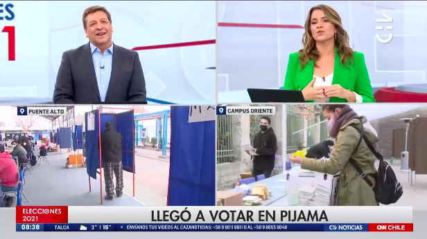 votó en pijama