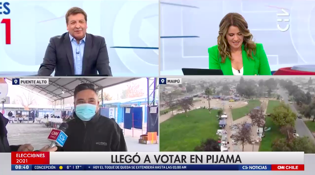 votó en pijama