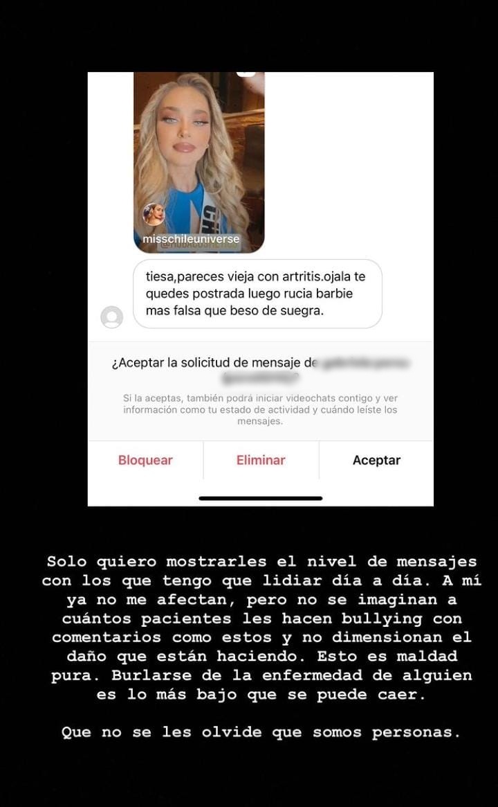 Daniela Nicolás respondió a usuaria que deseo que quedara postrada