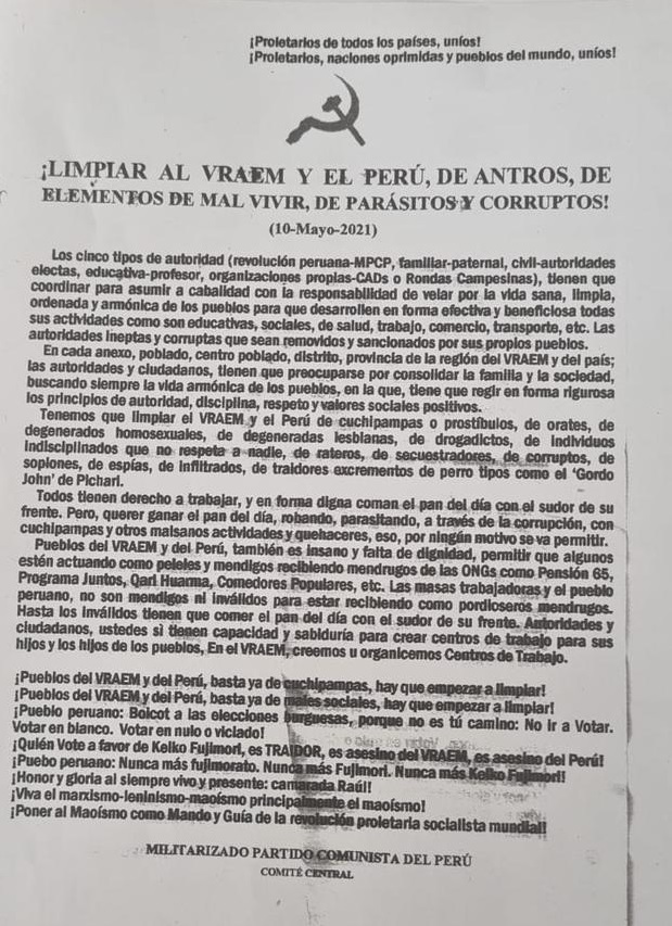 Panfleto Sendero luminoso