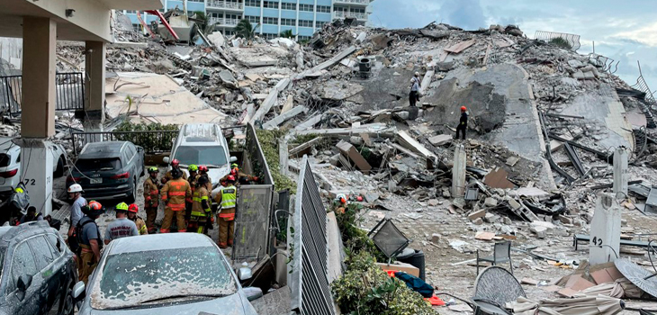Aumentan a cinco los muertos tras derrumbe de edificio en Miami: hay 156 desaparecidos