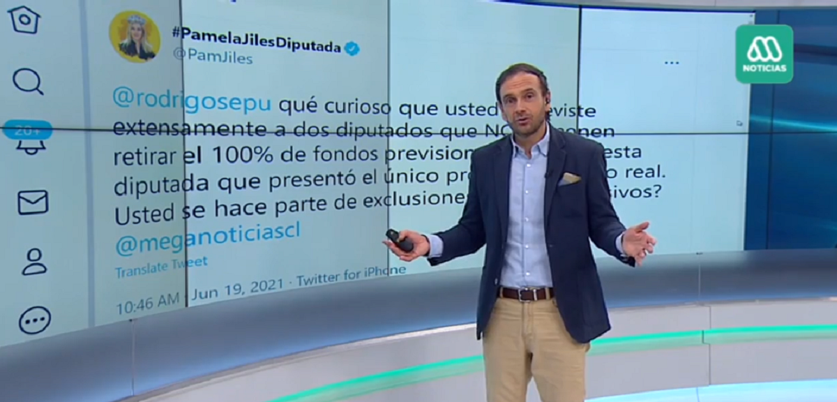 Pamela Jiles acusó veto de Rodrigo Sepúlveda en Meganoticias: periodista lo descartó en vivo