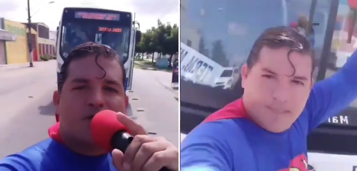Locutor brasileño disfrazado de 'Superman' simuló detener autobús con la mano y fue atropellado