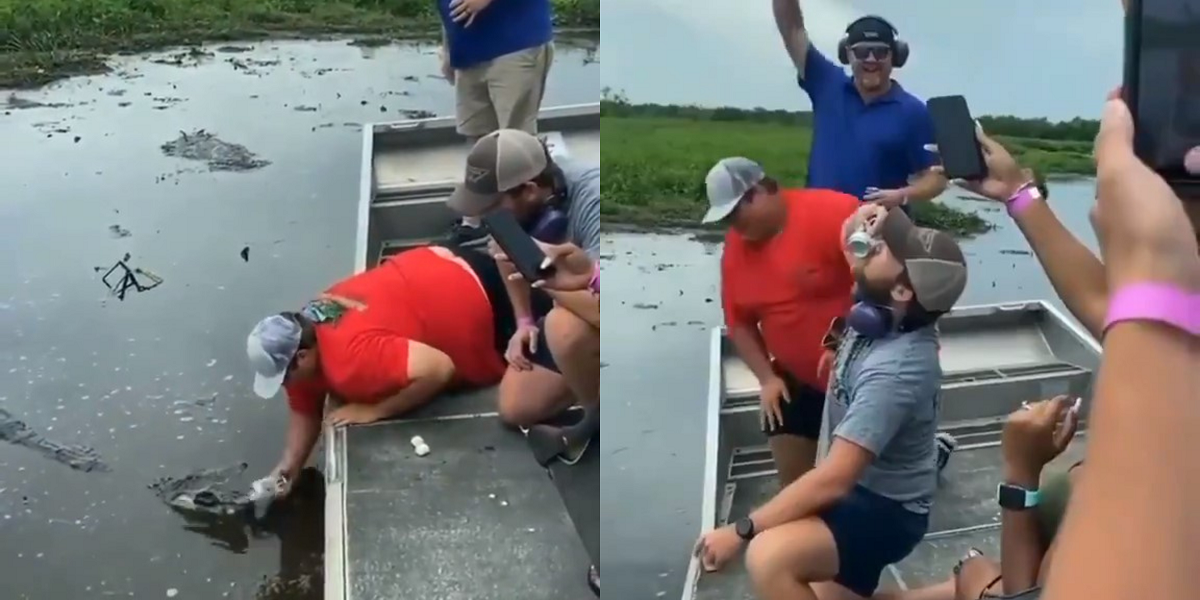 Hombre que abrió una lata de cerveza con el hocico de un caimán recibió lluvia de críticas en redes