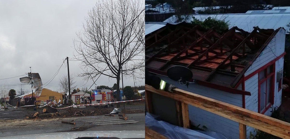 Imágenes muestran daño que provocó aparente tornado en Tucapel: afectó viviendas y propiedad pública