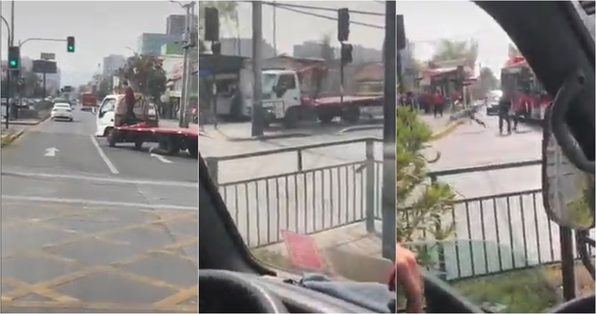 Pudo terminar en tragedia: graban enfrentamiento entre un hombre y chofer de grúa en San Miguel