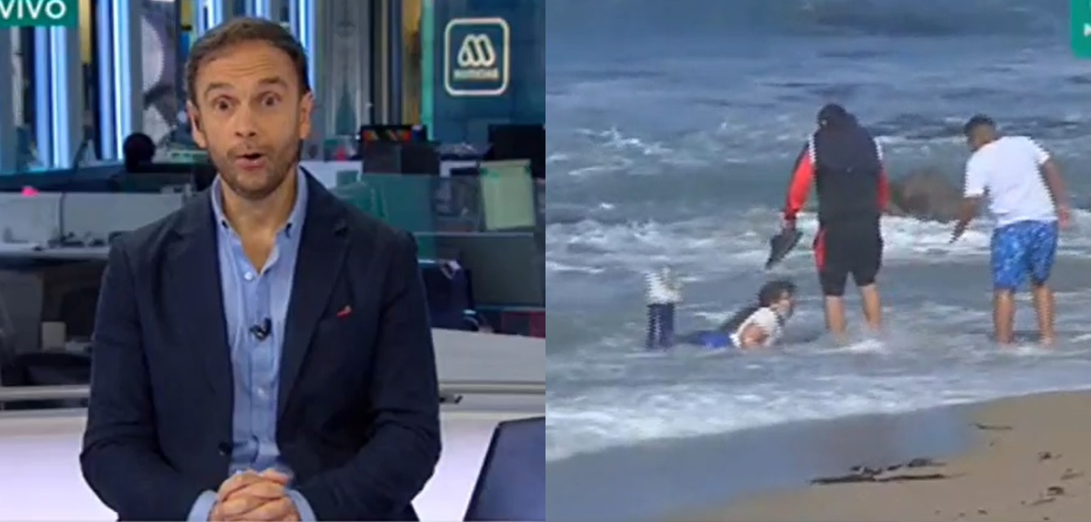 Turista fue víctima de una ola en pleno despacho de Mega: Rodrigo Sepúlveda no pudo contener la risa