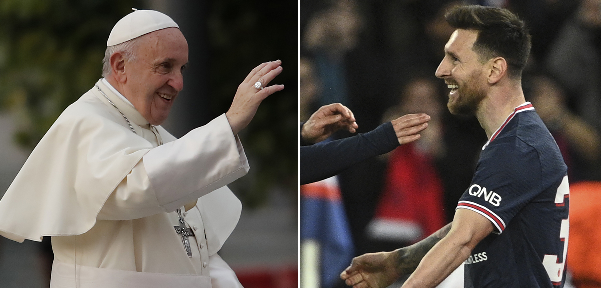 El Papa recibió la camiseta del PSG de Messi: 