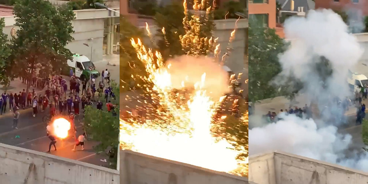 Impactante explosión dejó dos personas heridas durante banderazo de hinchas de la ‘U’