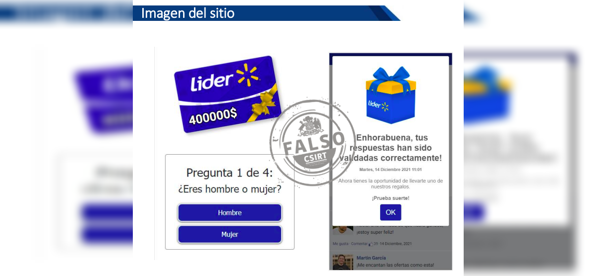 Alertan de estafa que circula por WhatsApp: mensaje simula regalo de $400 mil en supermercado Lider