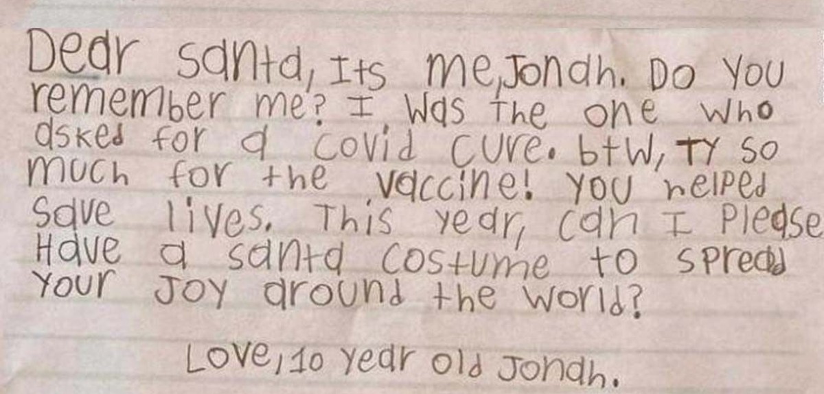 La conmovedora carta de un niño al Viejito Pascuero: no pidió nada material