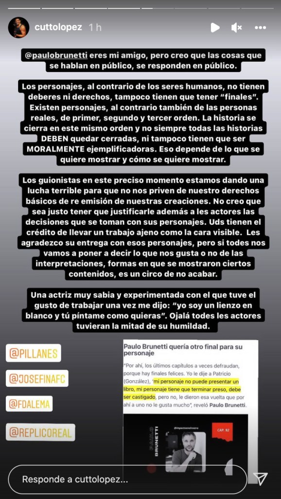 Guionista de Demente respondió a críticas de Paulo Brunetti 