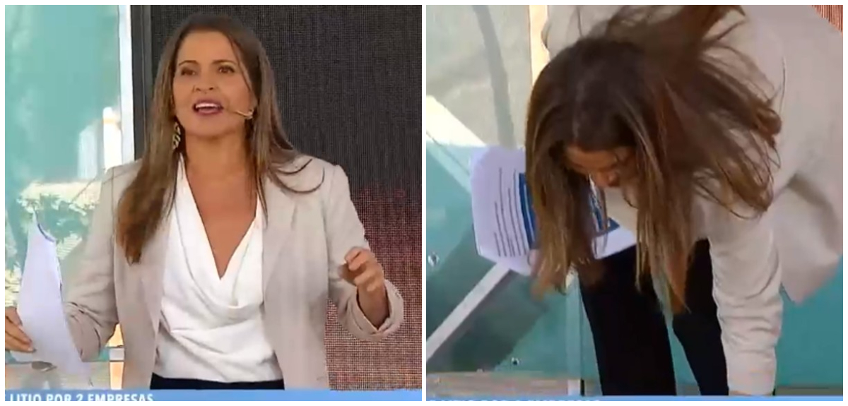 Monserrat Álvarez sufrió percance en vivo con su calzado en el matinal: culpó a la escenografía