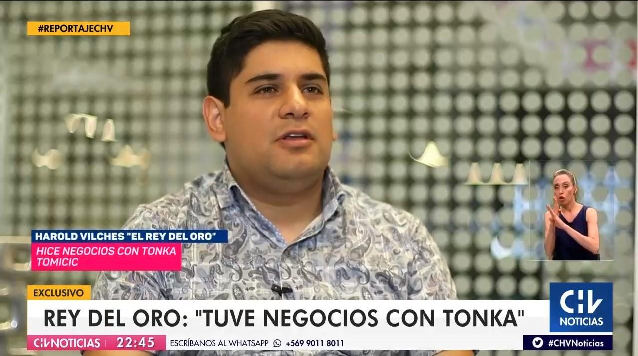 Harold Vilches, el Rey del oro, afirmó que tuvo negocios con Tonka Tomicic: “Me entregó cheques”