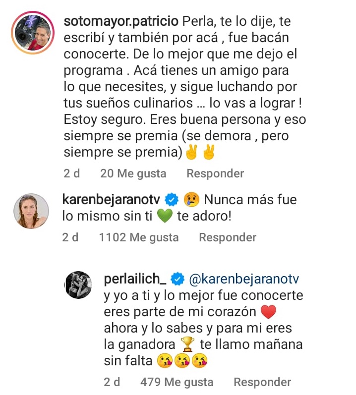 Perla Ilich recibió apoyo de Pato Sotomayor y Karen Bejarano tras renuncia a El Discípulo del Chef