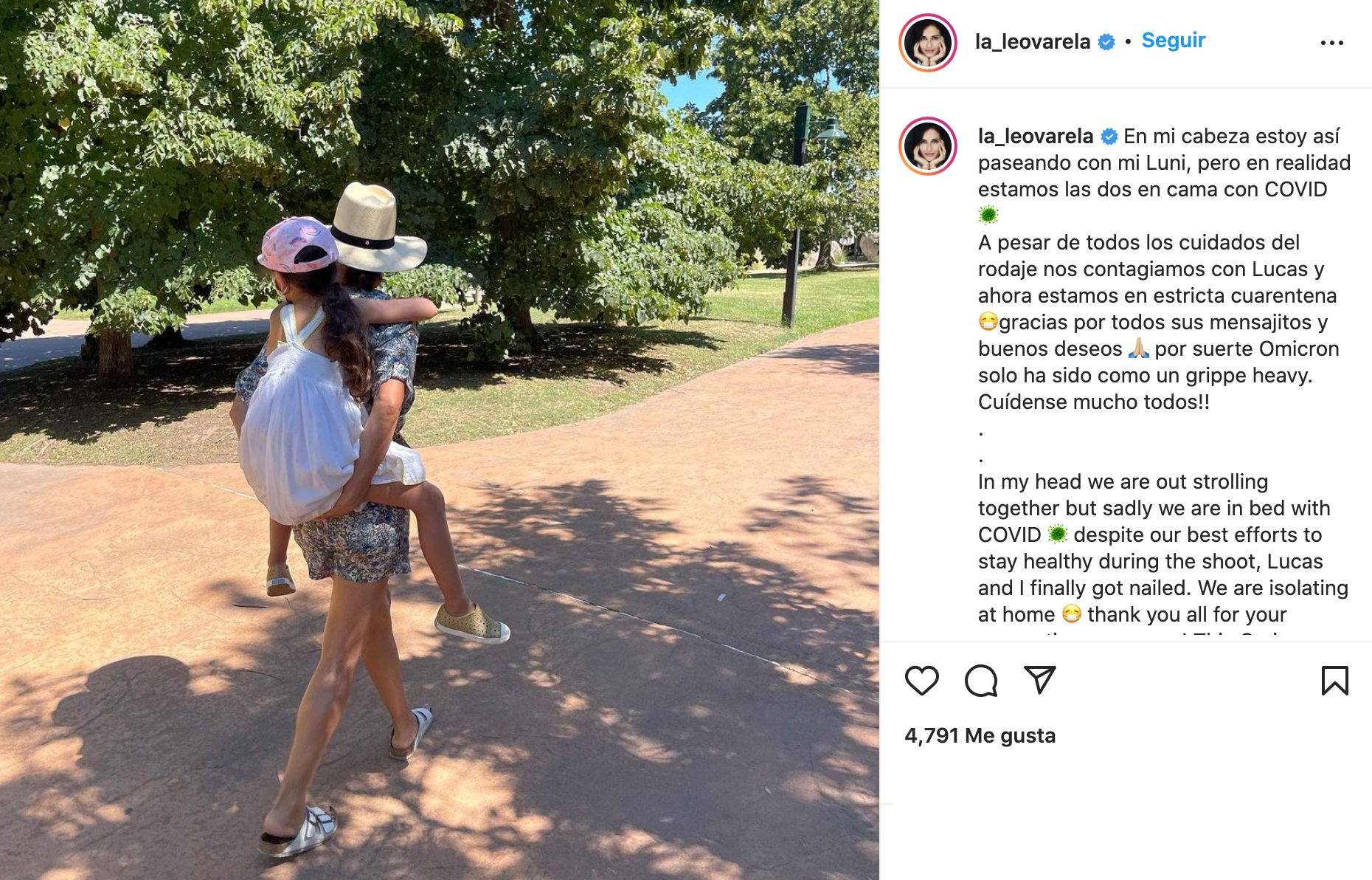 Leonor Varela y su hija dan positivo al COVID-19