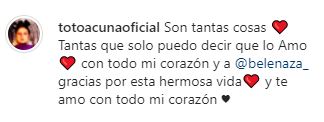 El romántico mensaje de Toto Acuña a Belenaza tras dar a luz a su primer hijo