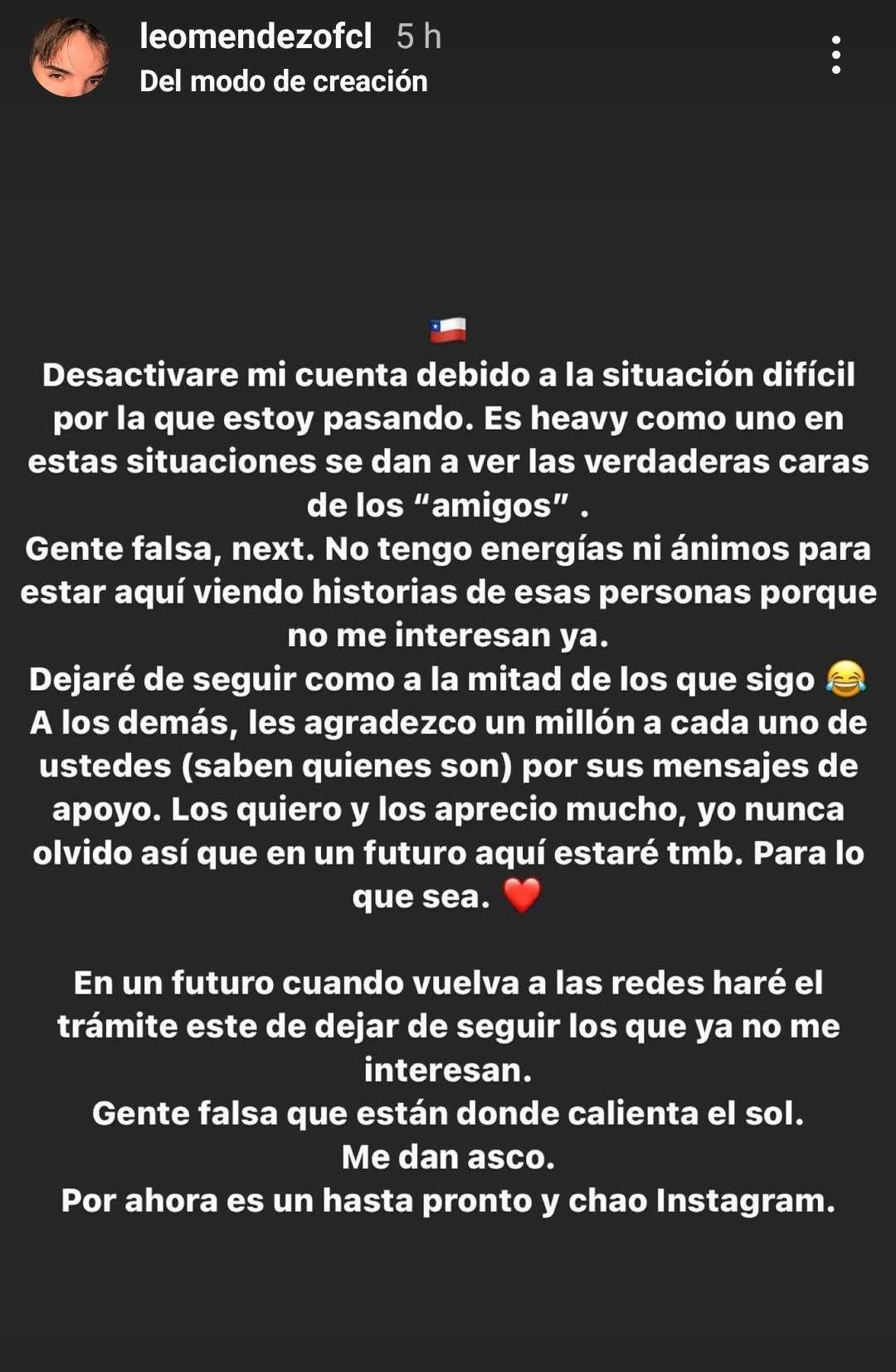 Leo Méndez anunció que se alejará de las redes sociales tras duro drama personal: “Me dan asco”