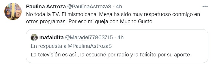 Paulina Astroza apuntó a Mucho Gusto.