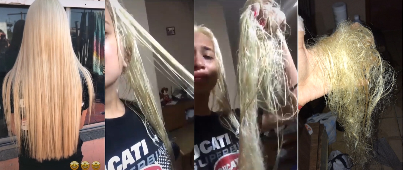 Fue a la peluquería a teñirse para su fiesta de 15 y la dejaron casi calva: 