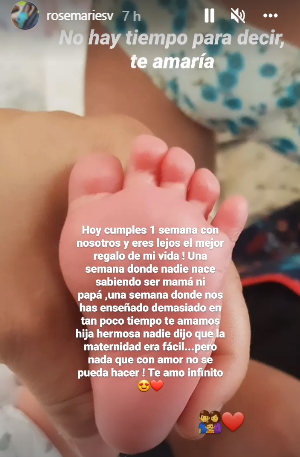Rosemarie Dietz celebró una semana de vida de su hija con tierna postal: “Eres lejos el mejor regalo de mi vida”