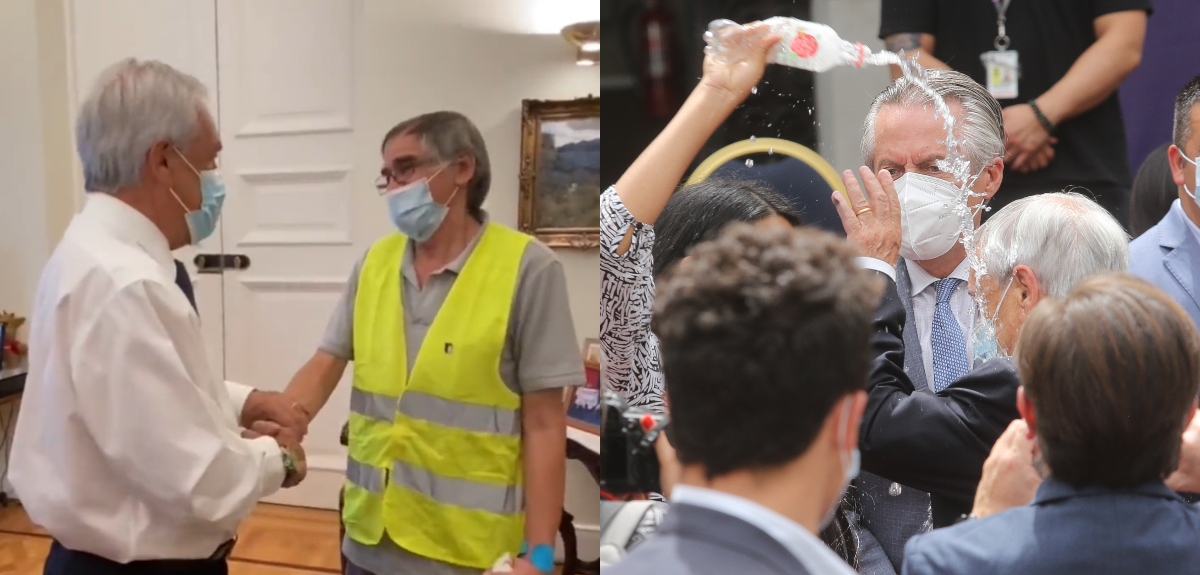 Presidente Piñera recibió al abuelo de la mujer que le lanzó agua: 