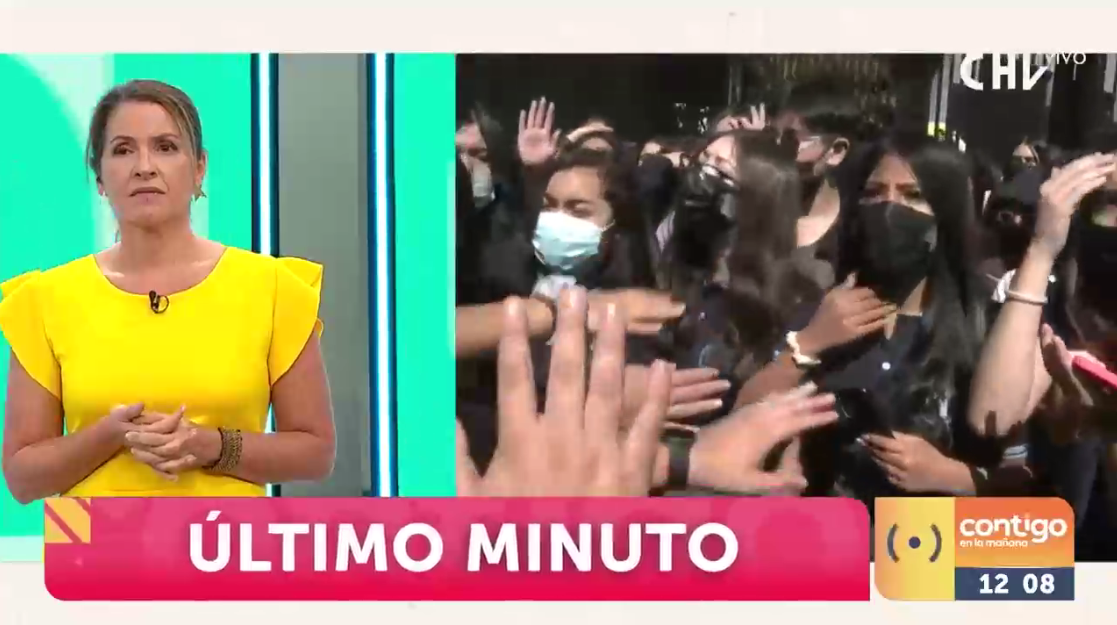 Tenso momento en matinal de CHV: equipo fue agredido por manifestantes afuera del Instituto Nacional
