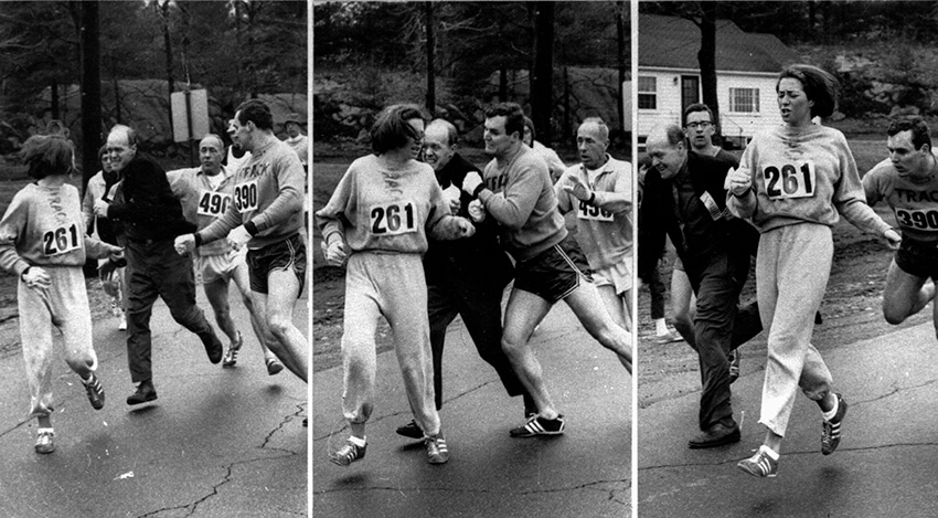 Kathrine Switzer en maratón de Boston.
