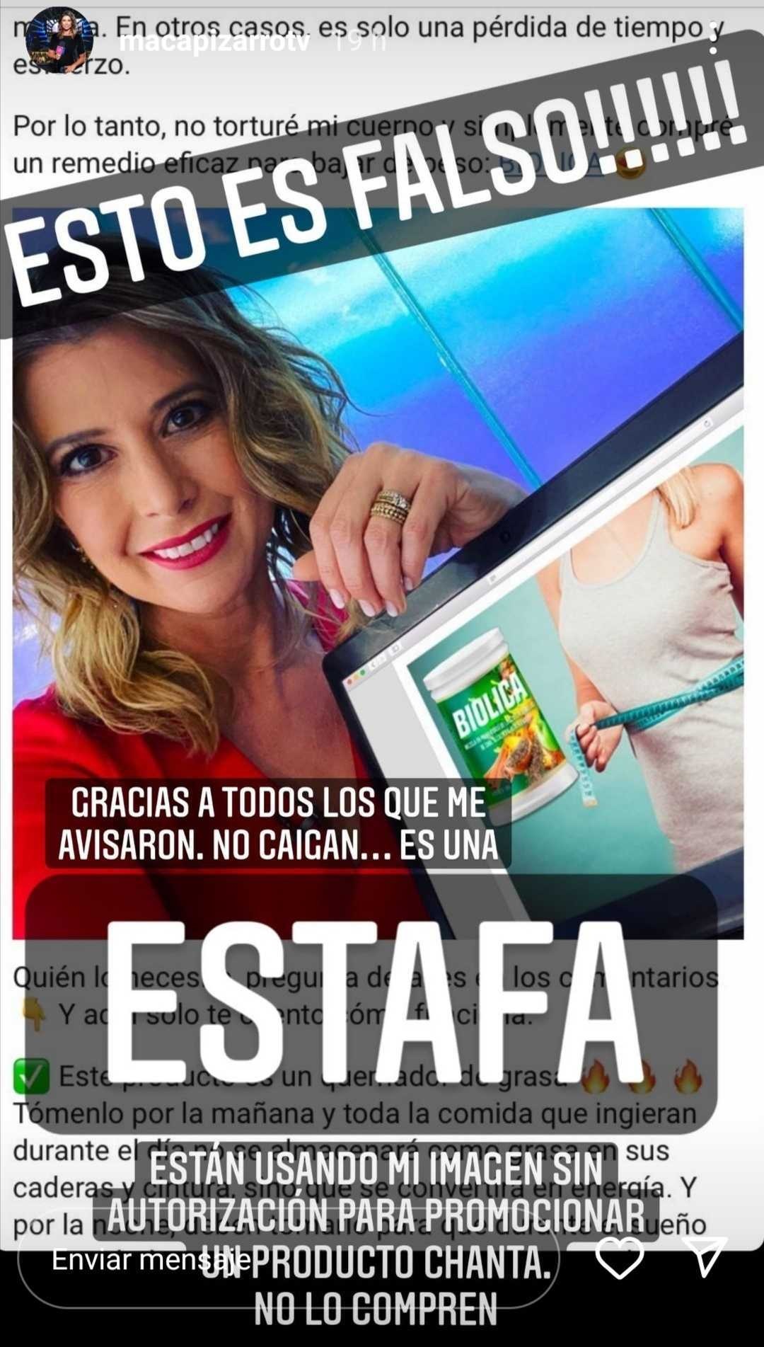 Macarena Pizarro denuncia estafa