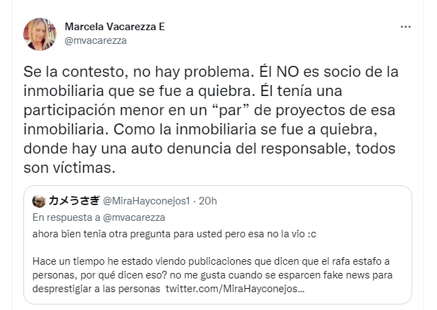 Marcela Vacarezza aclara estafa Rafael Araneda