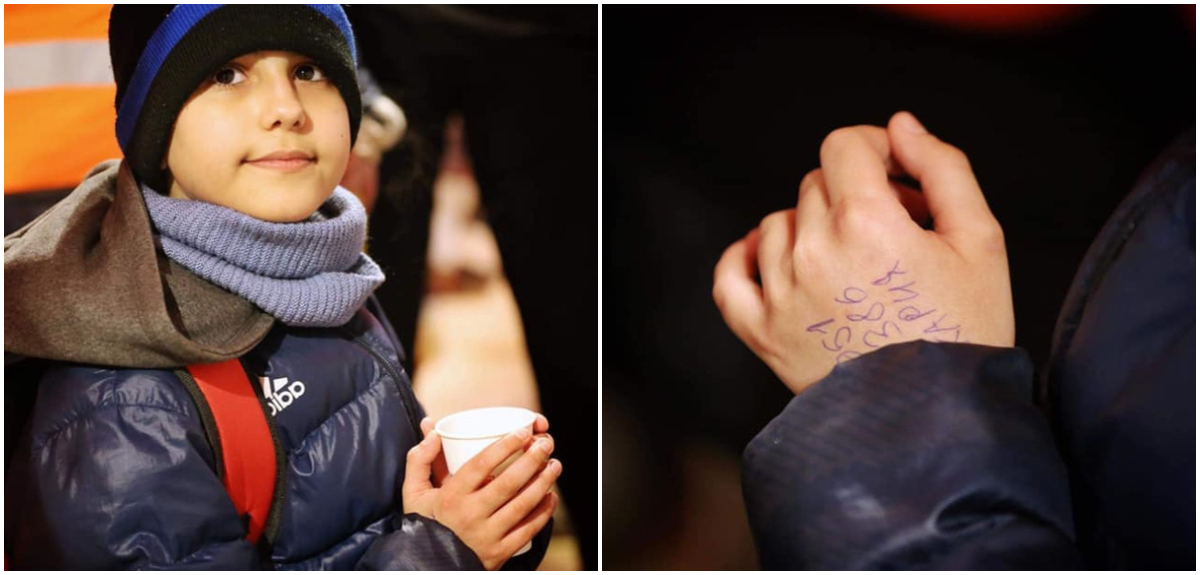 Niño escapó de Ucrania solo con el número de teléfono que su madre escribió en su mano