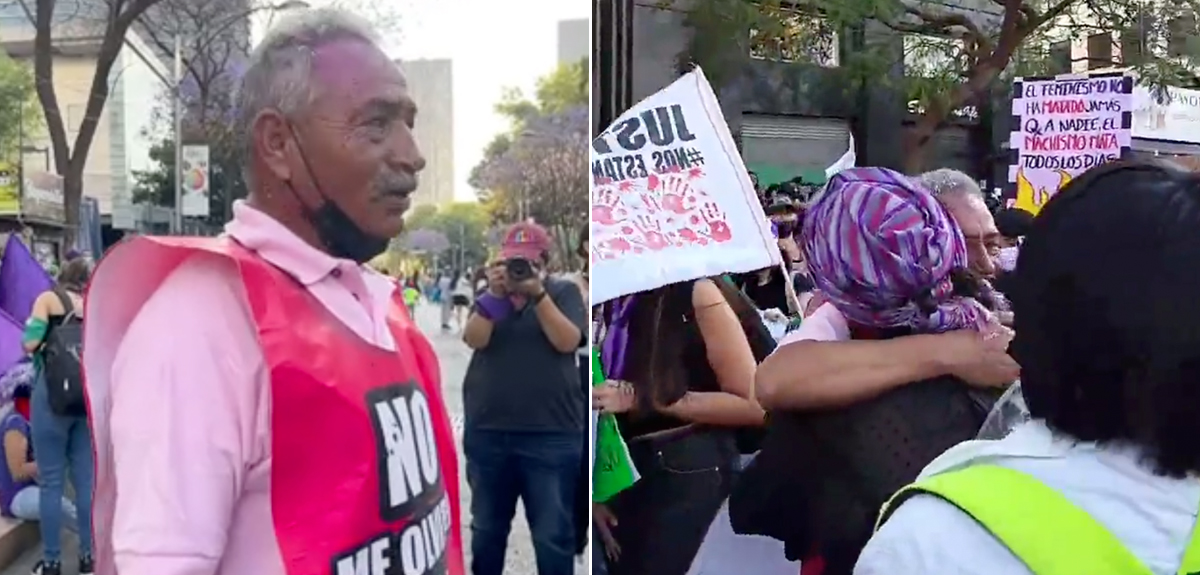 Padre de joven desaparecida en México marchó este 8M y conmovió a manifestantes: “¡No estás solo!”