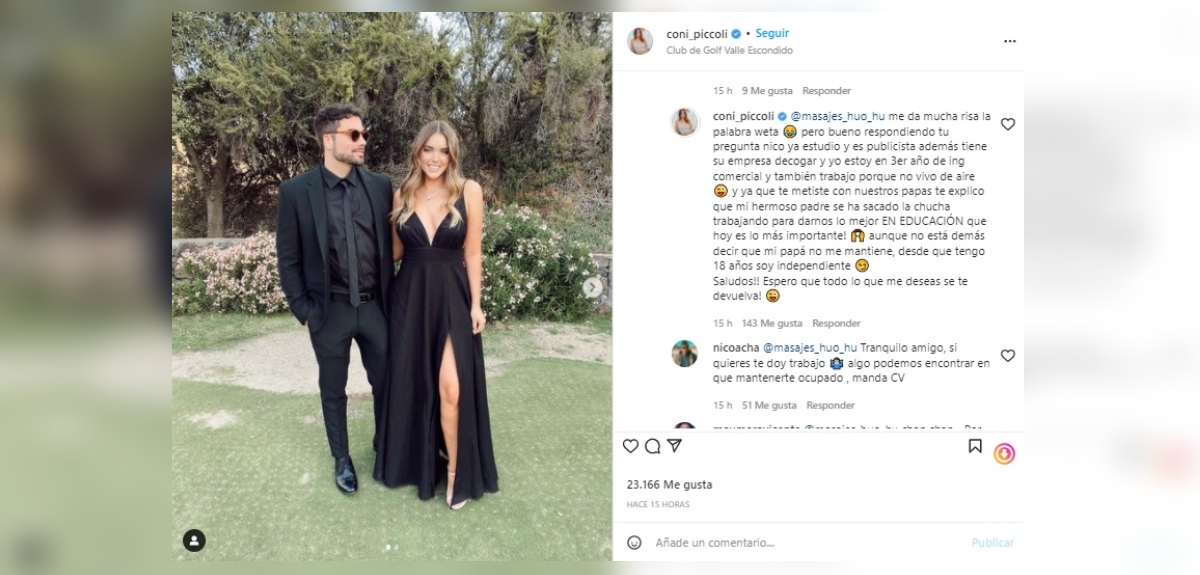 Constanza Piccoli fue criticada por asistir a evento