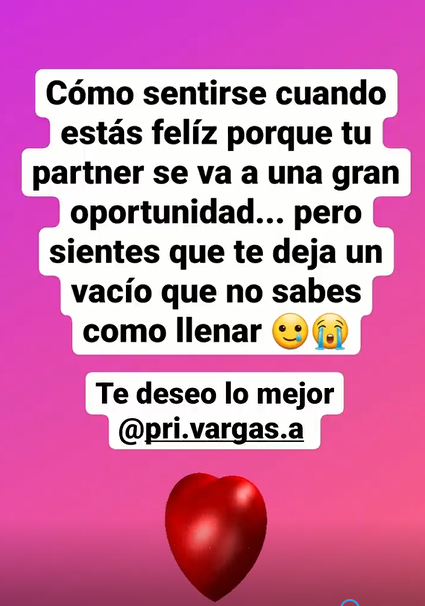 Repenning se despidió de su compañera Priscilla Vargas con dulce mensaje