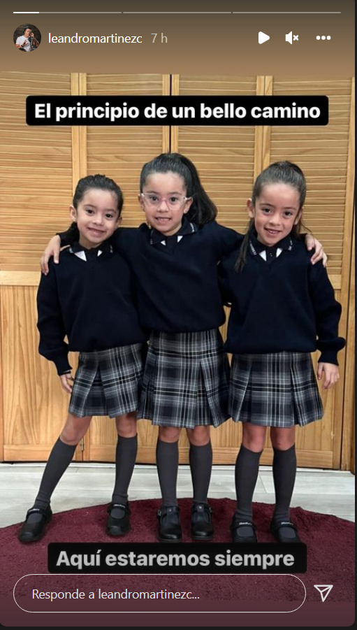 Leandro Martínez evidenció cuánto han crecido sus trillizas con tierna foto de primer día de clases