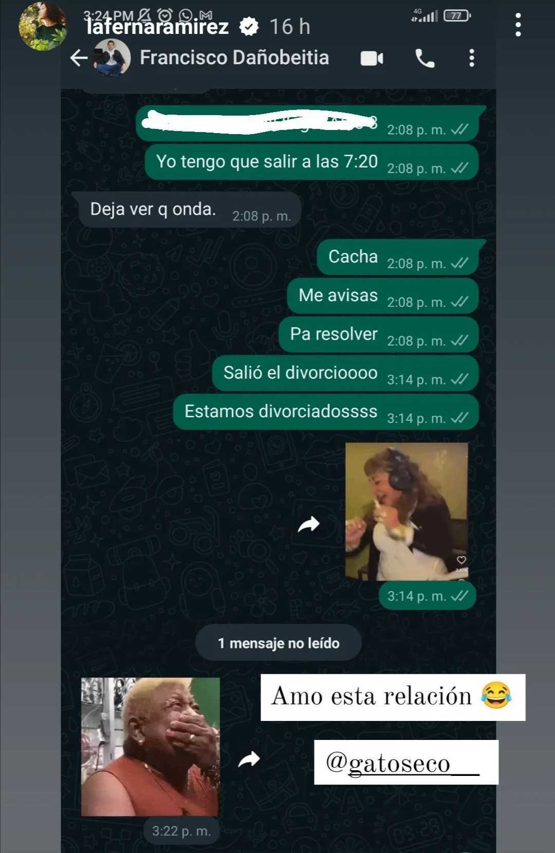 Fernanda Ramírez divorcio Francisco Dañobeitía