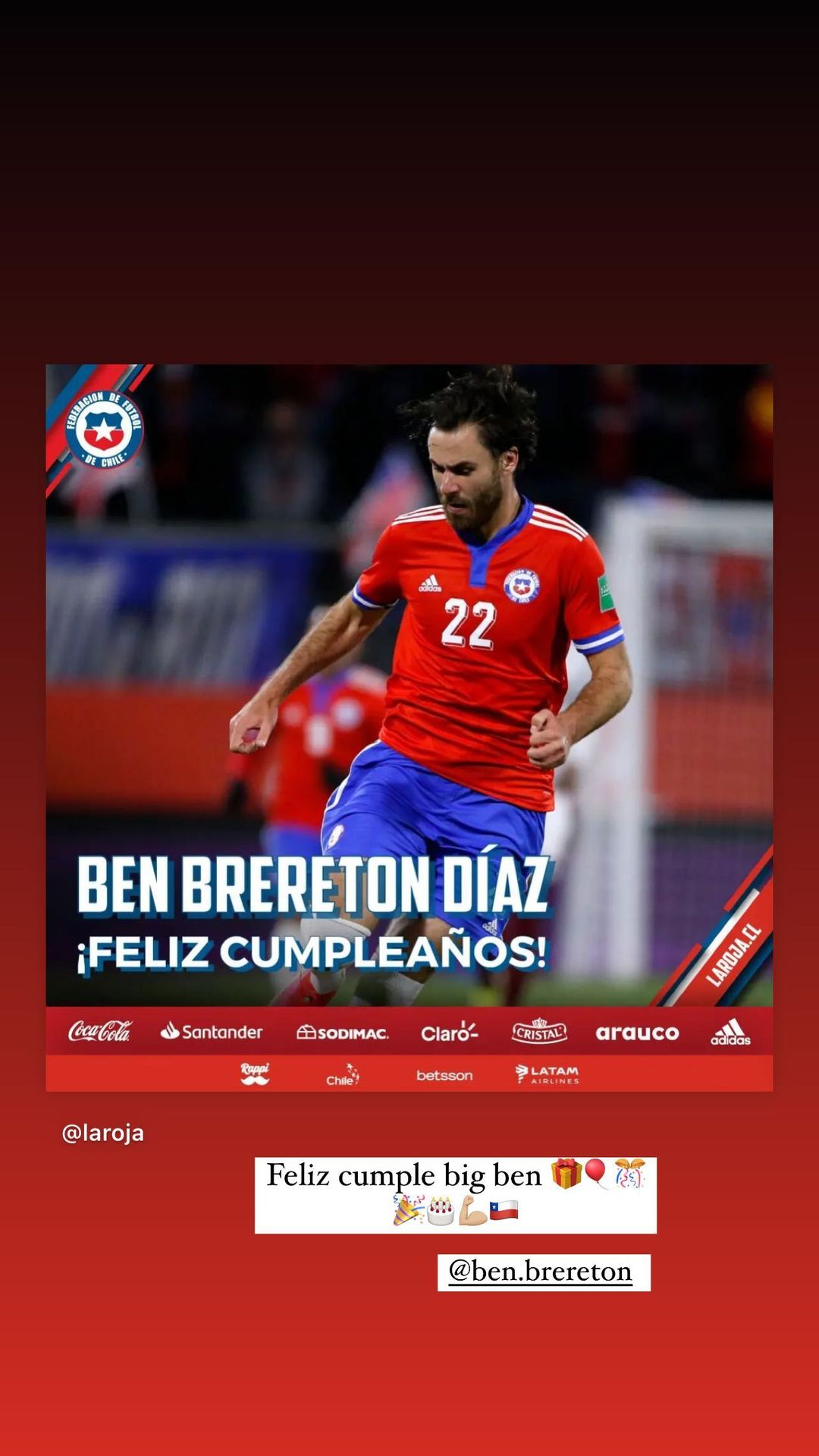Ben Brereton cumplió 23 años: compañeros de la Roja le enviaron saludos