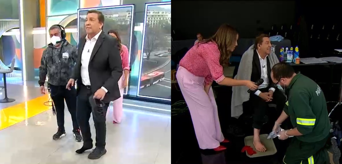 JC Rodríguez sufrió doloroso chascarro en matinal de CHV: paramédico lo atendió en vivo