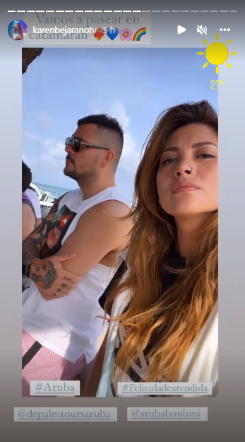 Las románticas y paradisíacas postales de Karen Bejarano y Juan Pedro Verdier en Aruba