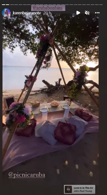 Las románticas y paradisíacas postales de Karen Bejarano y Juan Pedro Verdier en Aruba