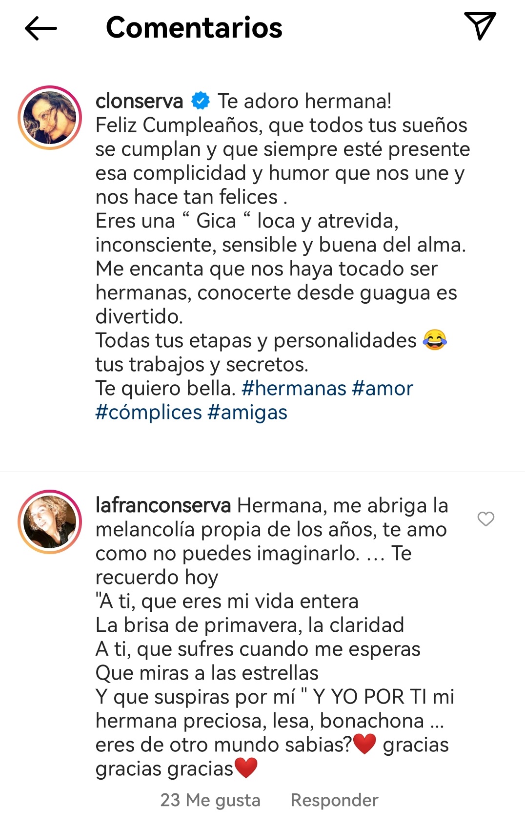 mensajes hermanas Conserva