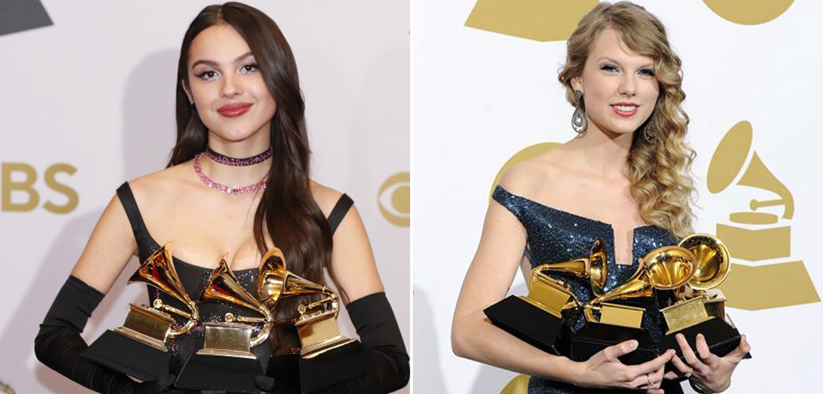 ¡Lo rompió! Olivia Rodrigo sufrió desafortunado accidente en los Grammy que recordó a Taylor Swift