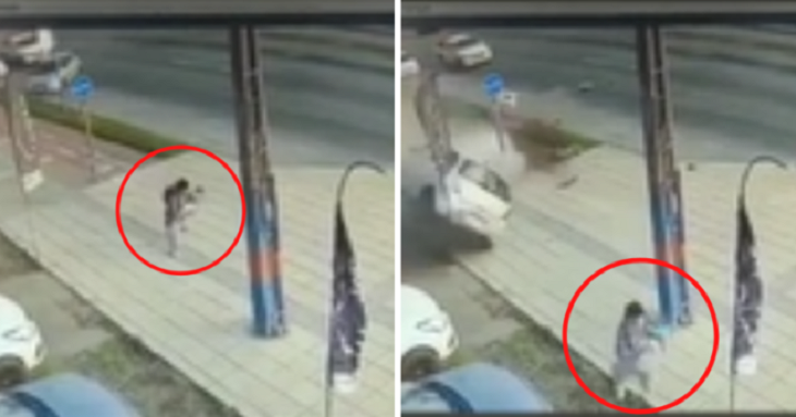 Choque de vehículo en Talcahuano pudo terminar en tragedia: peatón evadió impacto con bebé en brazos