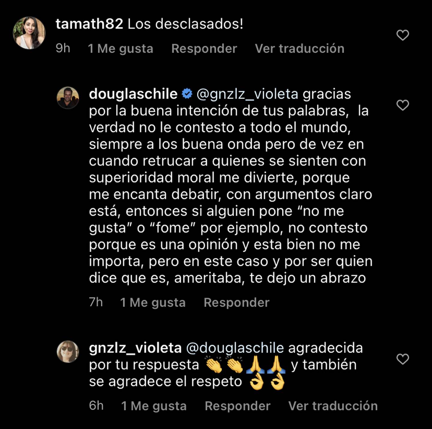Douglas respondió crítica