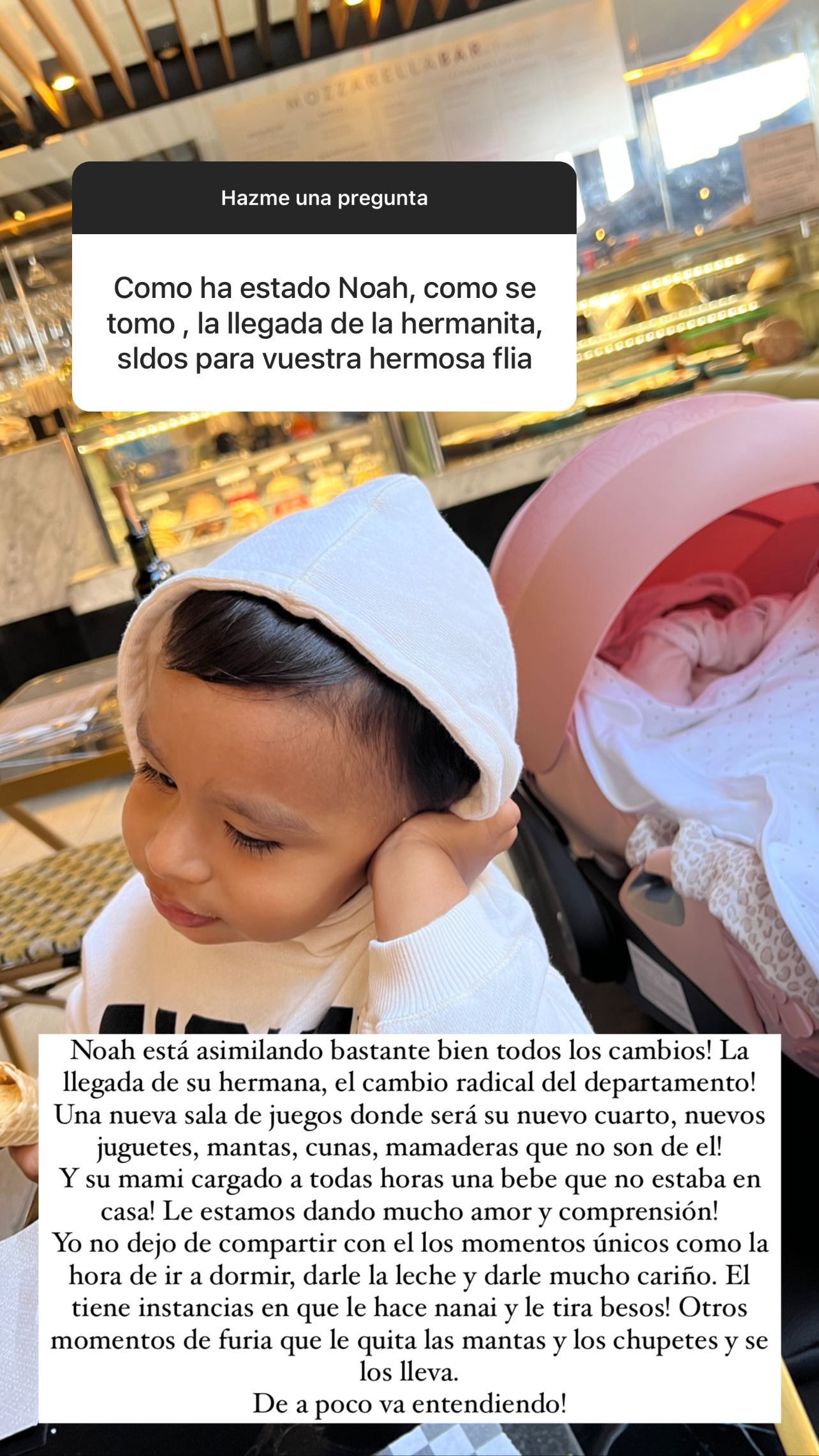 Así ha reaccionado Noah, el hijo de Lisandra Silva ante la llegada de su hermana: “De a poco va entendiendo”